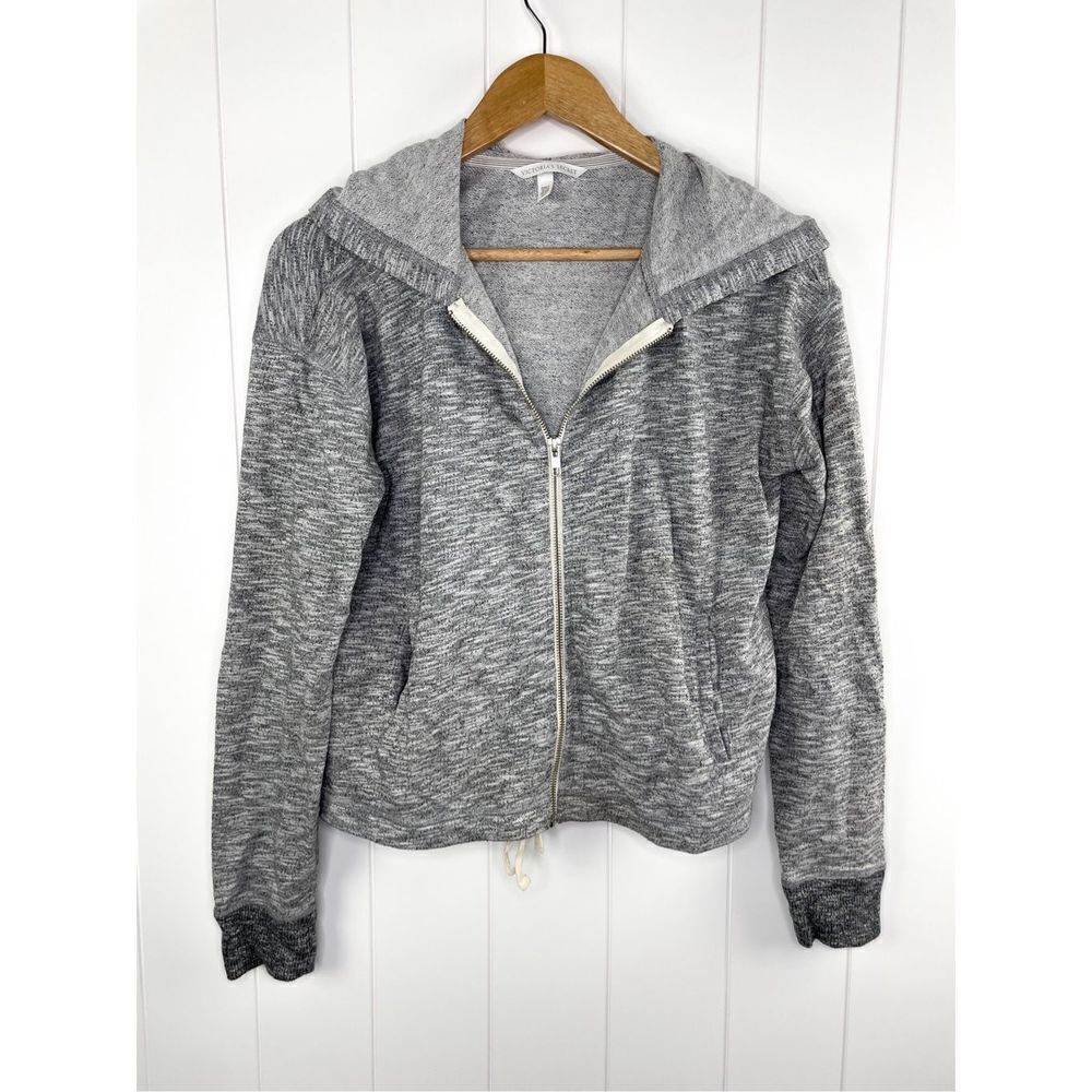 VS Victoria’s Secret Gray Cotton Blend Zip Up Hoodie Drawstring Bottom Size S
